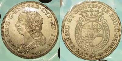 Regno di Sardegna. Carlo Emanuele III di Savoia, 1755-1773 (II Periodo). Quarto di Scudo Nuovo 17...