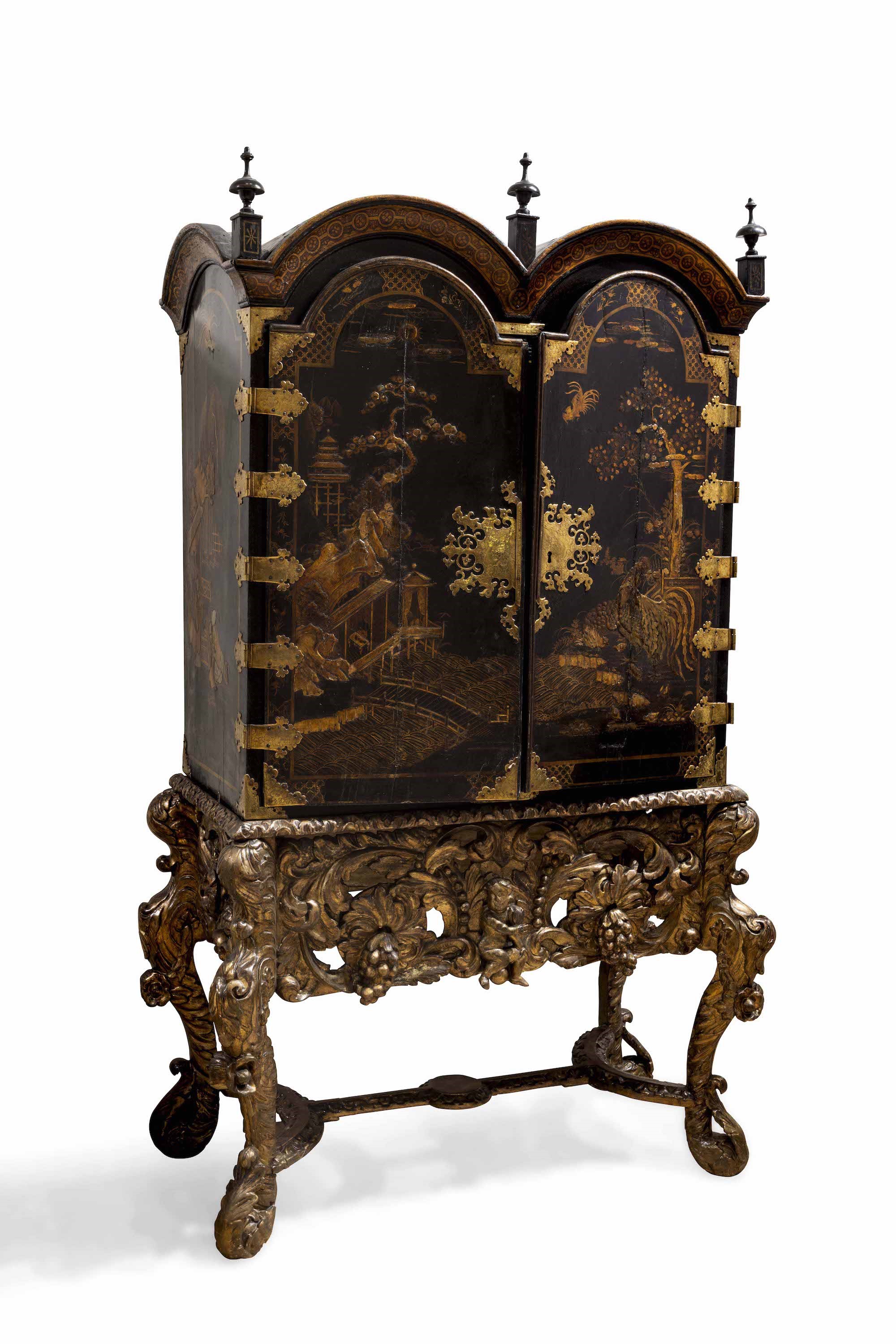 Cabinet in Legno Ebanizzato e Laccato a Chinoiseries, Inghilterra XVIII Secolo