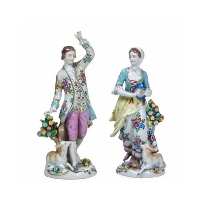 Manifattura Rudolstadt, Coppia di figurine di pastorelli in porcellana