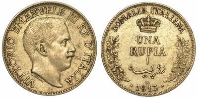 Somalia Italiana. Vittorio Emanuele III di Savoia, 1900-1946. Rupia 1913.