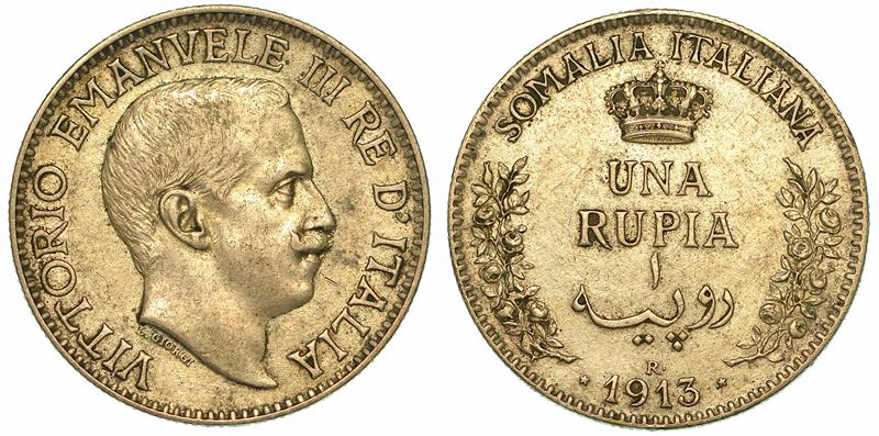 SOMALIA ITALIANA. VITTORIO EMANUELE III DI SAVOIA, 1900-1946. Rupia 1913.  - Auction Numismatics - I - Cambi Casa d'Aste
