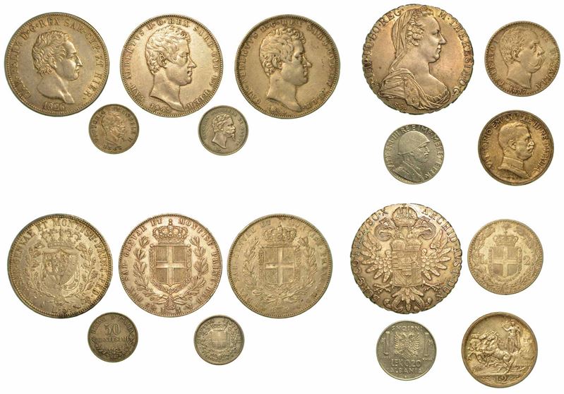 REGNO DI SARDEGNA E REGNO D’ITALIA. Lotto di nove monete.  - Asta Numismatica - I - Cambi Casa d'Aste