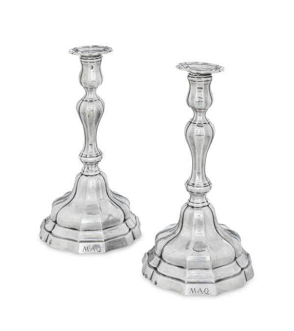 Two candle holders, Turin, late 1700s