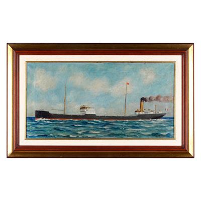 Pittore del XIX-XX secolo, Ritratto di steam yacht in navigazione, olio su tela