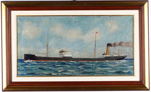 Pittore del XIX-XX secolo Ritratto di steam yacht in navigazione