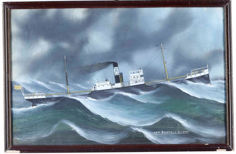Pittore del XIX-XX secolo Ritratto dello steam yacht Bartolo Bilbao in navigazione  - gouache su carta - Auction Maritime Art - Cambi Casa d'Aste