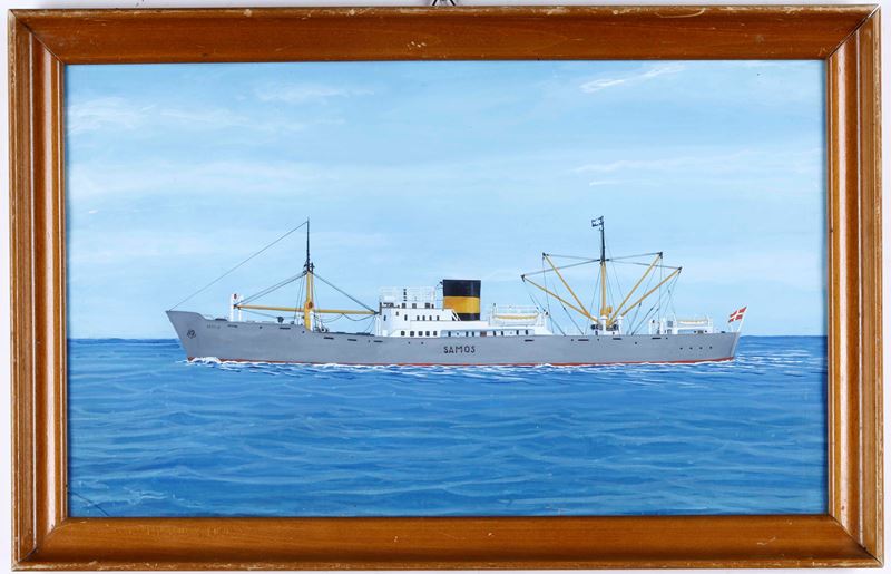 Pittore del XIX-XX secolo Ritratto dello steam yacht Samos in navigazione  - gouache su carta - Auction Maritime Art - Cambi Casa d'Aste