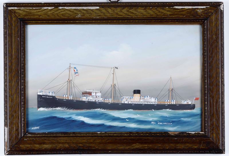 Hurhke Ritratto della M.N. King Malcolm in navigazione  - gouache su carta - Auction Maritime Art - Cambi Casa d'Aste