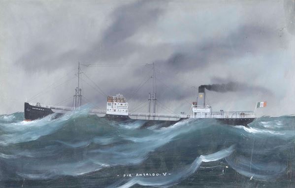 Pittore del XIX-XX secolo Ritratto dello steam yacht Ansaldo V. in navigazione