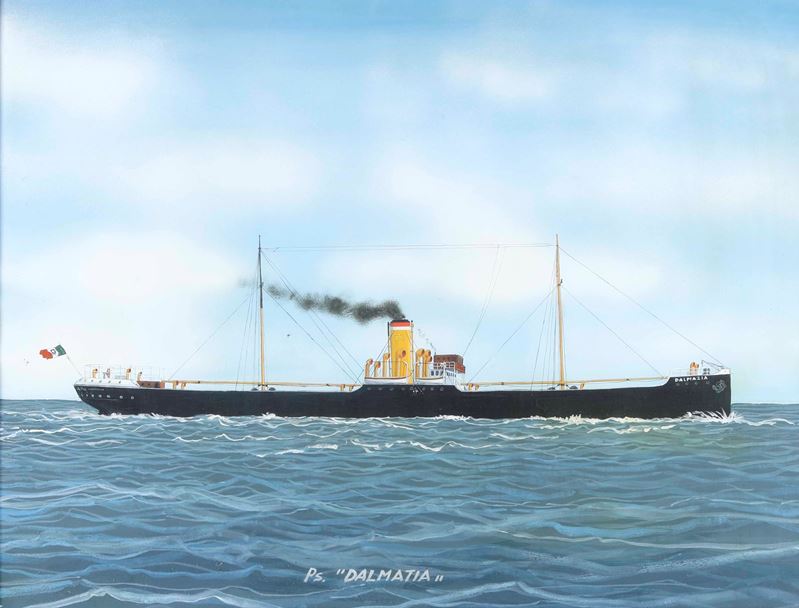 Pittore del XIX-XX secolo Ritratto dello steam yacht Dalmatia in navigazione  - gouache su carta - Auction Maritime Art - Cambi Casa d'Aste