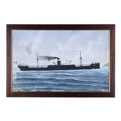 Pittore del XIX-XX secolo, Ritratto dello steam yacht Vallarsa, gouache su carta