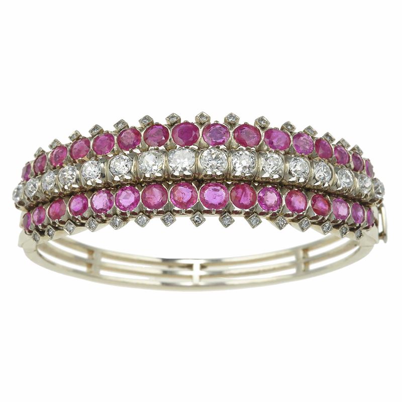 Diamond and ruby bangle  - Auction Fine Jewels - Cambi Casa d'Aste