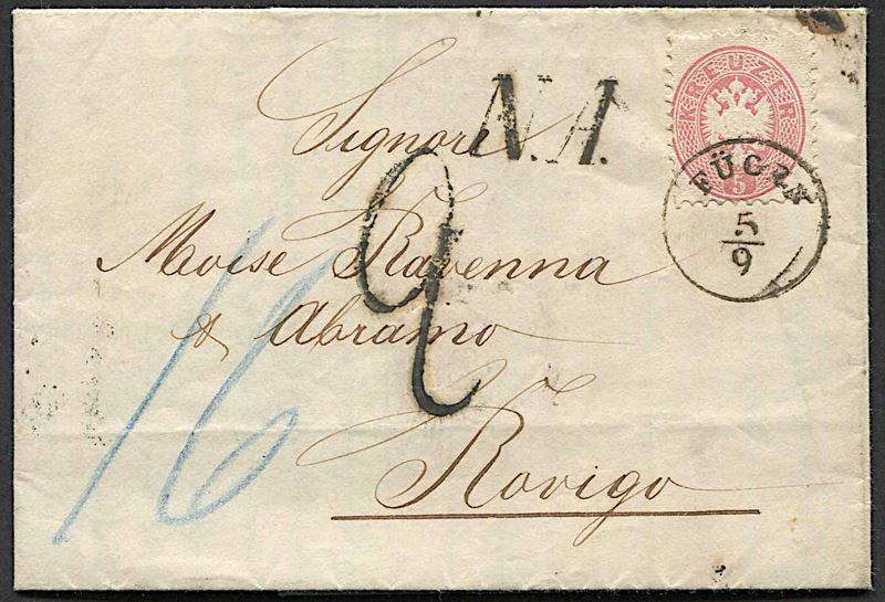 Lettera da Fügen (Austria) a Rovigo del 5 settembre 1866  - Asta Storia Postale e Filatelia - Cambi Casa d'Aste