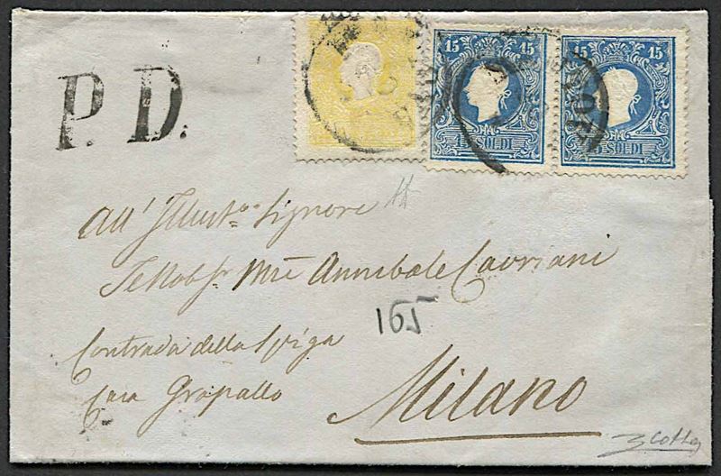 1859, Lombardo Veneto, lettera da Mantova del 20 luglio (?) per Milano  - Auction Postal History and Philately - Cambi Casa d'Aste