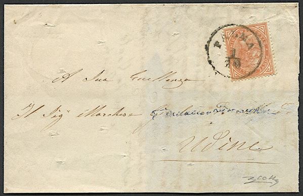 1866, Regno d’Italia, Lettera da Palma per Udine del 1° ottobre 1866