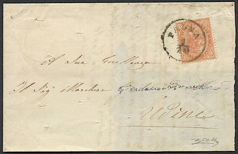 Lettera da Palma per Udine del 1° ottobre 1866  - Asta Storia Postale e Filatelia - Cambi Casa d'Aste