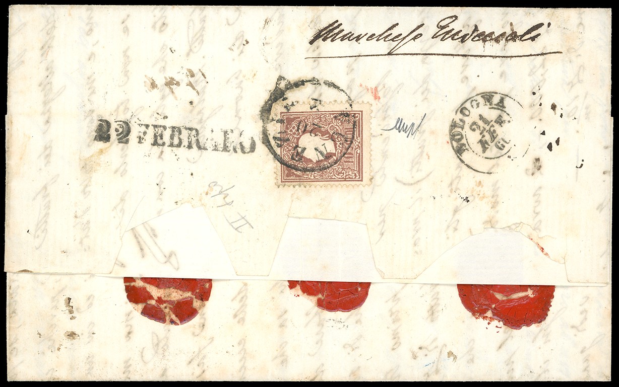 Raccomandata da Venezia a Ravenna, 20 febbraio 1860