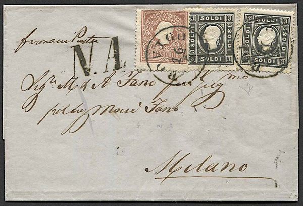 1862, Lombardo Veneto, lettera da Rovigo per Milano del 16 maggio 1862