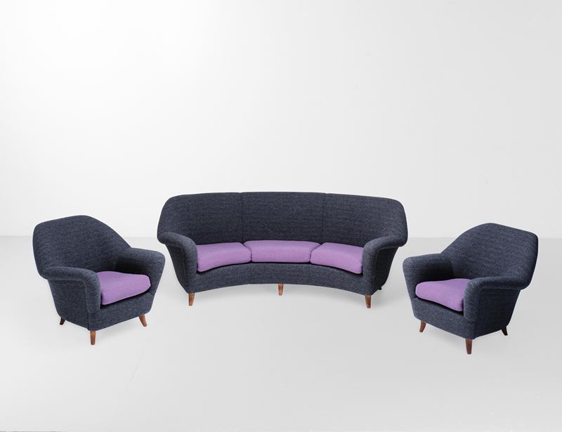 Ico Parisi : Salotto composto da due poltrone e un divano  - Asta Design Properties - Cambi Casa d'Aste