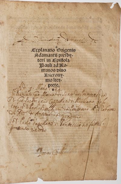 Origenes Adamantius Explanatio Origenis Adamantii Presbitery in Epistola Pauli Ad Romanos Divo Ie...