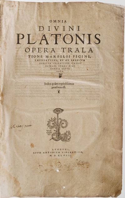 Platone- Marsilio Ficino. Omnia Divini Platonis Opera Tralatione, Marsili Ficini...lugduni, Anton...