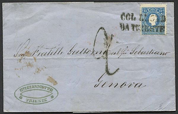 1860, Austria, lettera da Trieste per Genova del 27 giugno 1860