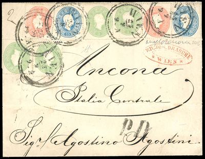1862 - Austria, Lettera da Vienna per Ancona del 27 Settembre 1862