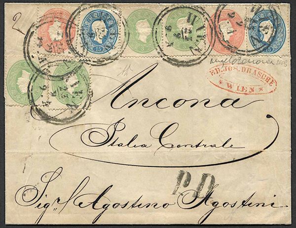 1862, Austria, lettera da Vienna per Ancona del 27 settembre 1862