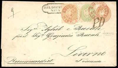 1865 - Austria, Raccomandata da Vienna per Livorno del 20 Aprile 1865