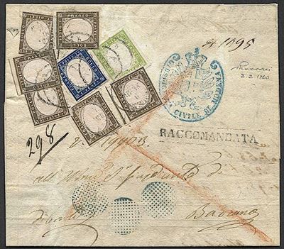 1860, Modena, Raccomandata da Modena per Bazzano Dell’8 Febbraio 1860