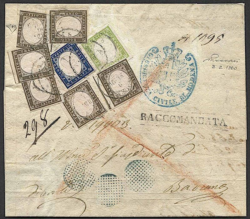 1860, Modena, raccomandata da Modena per Bazzano dell’8 febbraio 1860  - Auction Postal History and Philately - Cambi Casa d'Aste