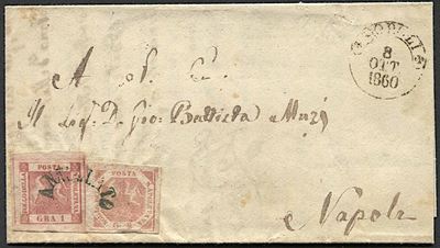 1860, Napoli, Dittatura Garibaldina, Lettera da Popoli per Napoli Dell’8 Ottobre 1860