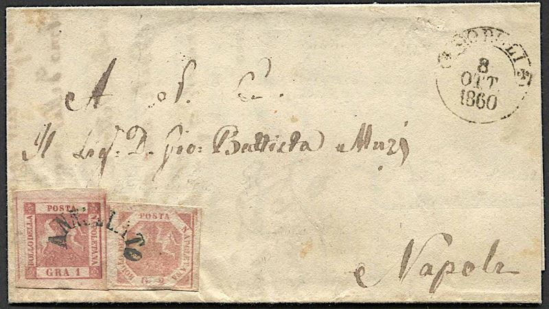 1860, Napoli, Dittatura Garibaldina, lettera da Popoli per Napoli dell’8 ottobre 1860  - Auction Postal History and Philately - Cambi Casa d'Aste