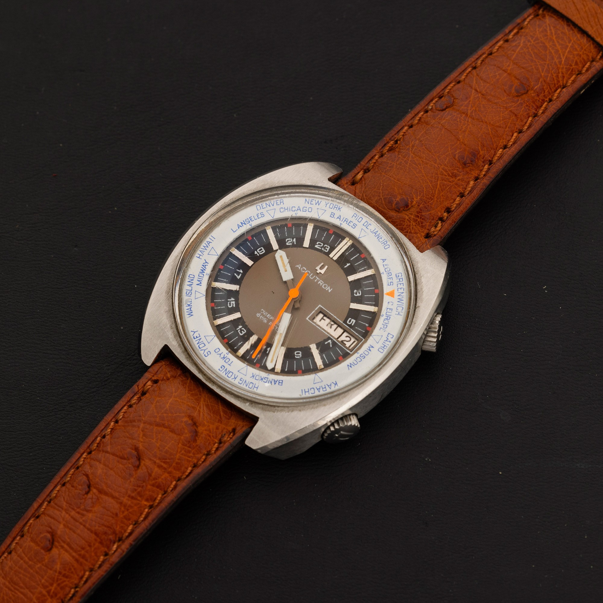 Bulova - Accutron Worldtimer in Acciaio con Datario, Movimento al Quarzo e Indicazione dei 24 Fus...