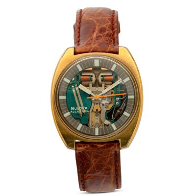 Accutron Spaceview Laminato con Quadrante a Vista di Forma Tonneau, Cinturino in Pelle, 36x38 MM