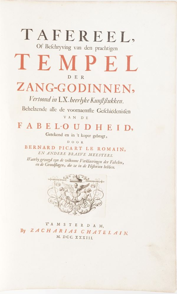 Picart, Bernard (1673-1733); Antoine de La Barre de;Beaumarchais, ; Michel de Marolles; Jacques Favereau De Tempel der Zang-Godinnen T'Amsterdam Z: Chatelain 1733 60 tavole
