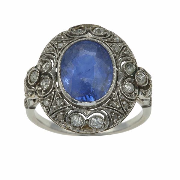 Sri Lanka sapphire and diamond ring