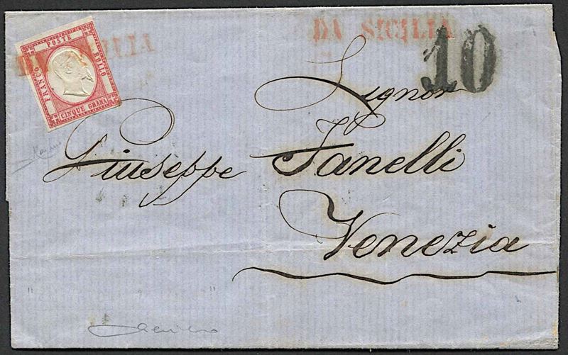 1862, Province Napoletane, lettera da Napoli per Venezia del 23 gennaio 1862  - Asta Storia Postale e Filatelia - Cambi Casa d'Aste