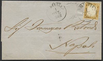 1862, Province Napoletane, Lettera da Molfetta per Napoli del 1° Ottobre 1862