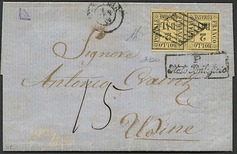 1860, Romagne, Governo Provvisorio, lettera da Ferrara per Udine del 7 gennaio 1860  - Auction Postal History and Philately - Cambi Casa d'Aste
