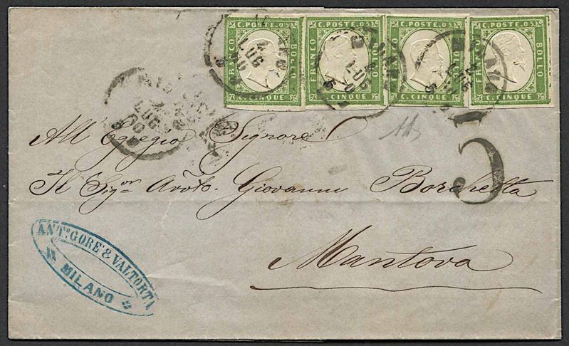 1860, Sardegna, lettera da Milano per Mantova del 4 luglio 1860  - Auction Postal History and Philately - Cambi Casa d'Aste