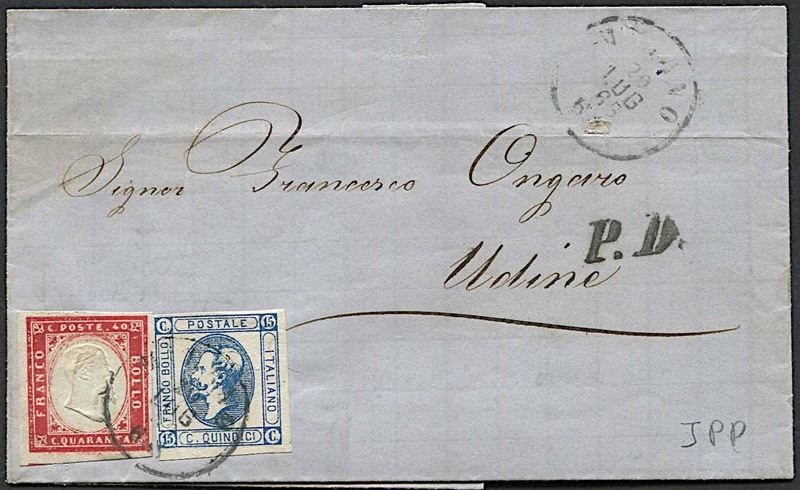 1863, Sardegna, lettera da Milano per Udine del 20 luglio 1863  - Asta Storia Postale e Filatelia - Cambi Casa d'Aste