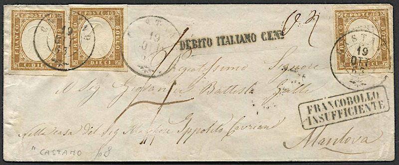 1863, Sardegna, lettera da Castano (Primo) per Mantova del 19 ottobre 1863  - Asta Storia Postale e Filatelia - Cambi Casa d'Aste