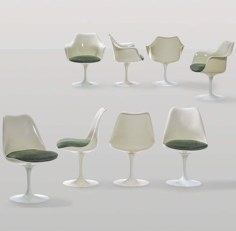 Eero Saarinen : Set di otto sedute mod. Tulip  - Asta Design - Cambi Casa d'Aste