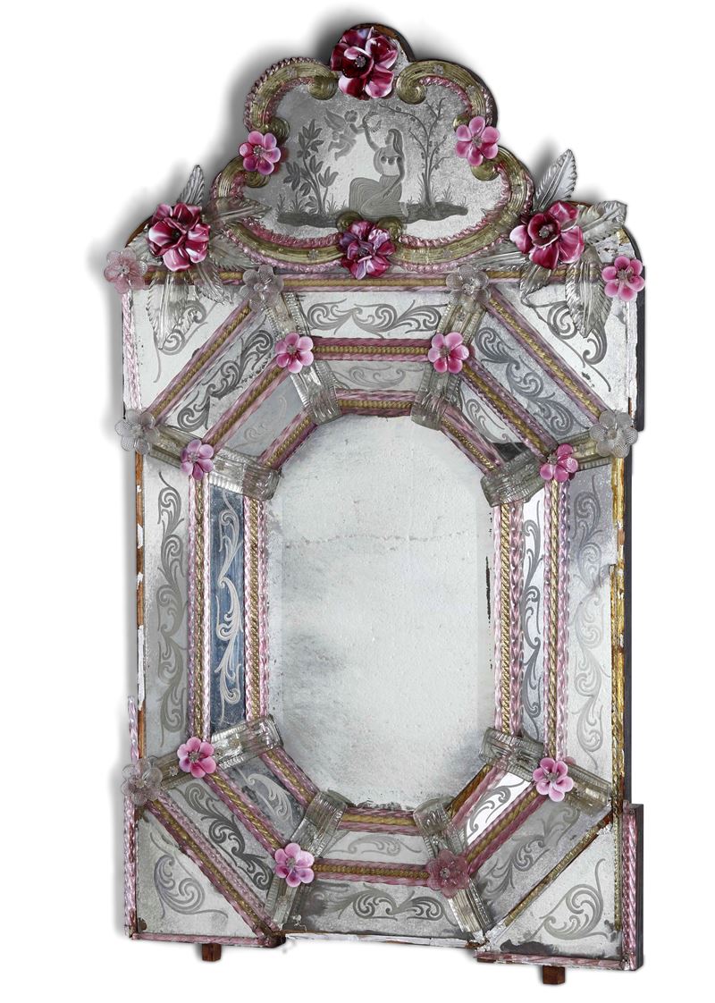 Specchiera in vetro Murano, XX secolo  - Asta Antiquariato Aprile - Cambi Casa d'Aste