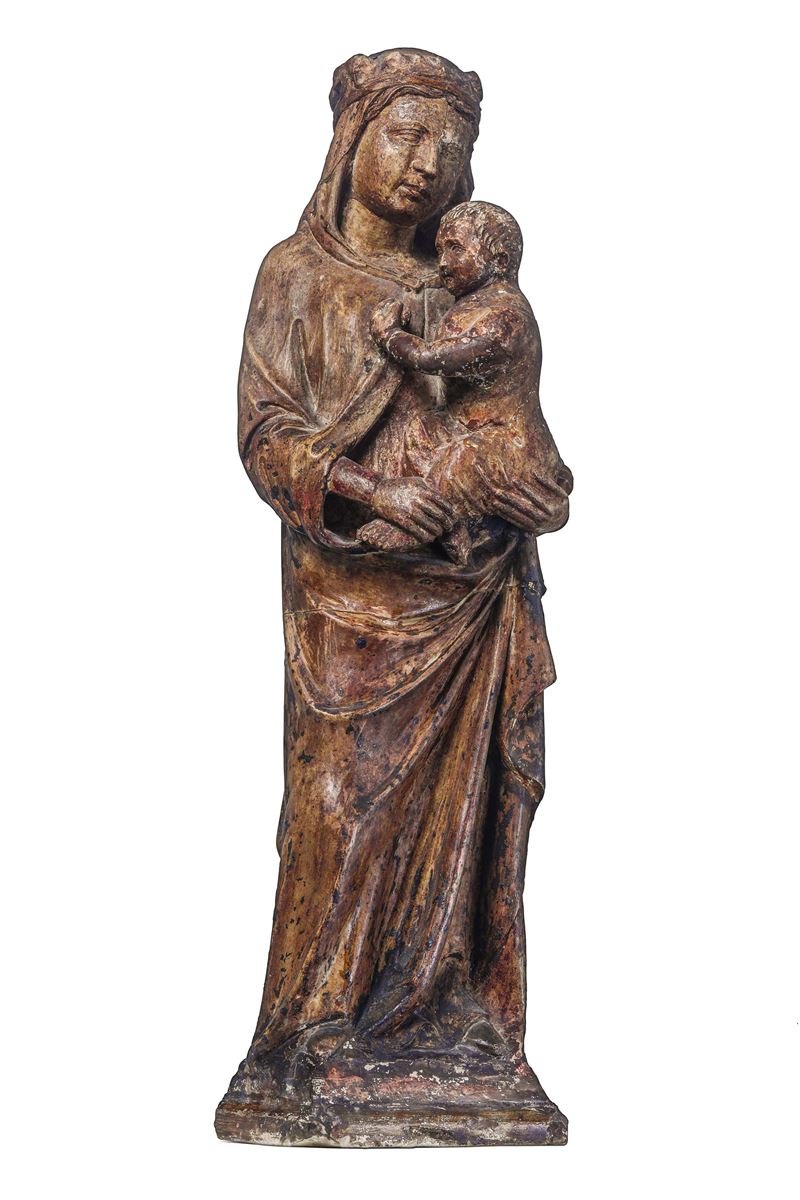 Madonna con bambino. Arte francese del XV secolo, Ile de France o Champagne.  - Auction Sculpture and Works of Art - Cambi Casa d'Aste