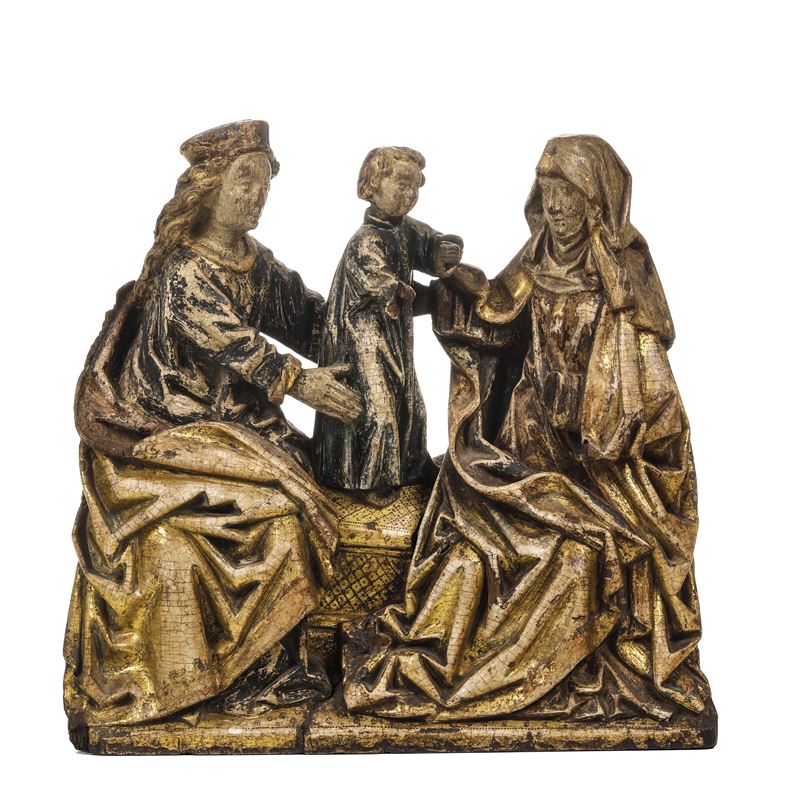 Madonna con Gesù e Sant'Anna. Arte tedesca del XV-XVI secolo  - Asta Scultura e Oggetti d'Arte - Cambi Casa d'Aste