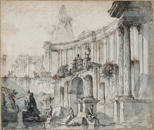 Giovanni Paolo Panini - Capriccio con rovine architettoniche e figure
