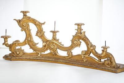 Fregio Candelabro in Legno Intagliato e Dorato. XVIII Secolo