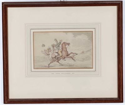 Thomas Rowlandson, Figure a cavallo, acquerello su carta